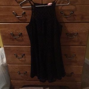 Black high neck dress.